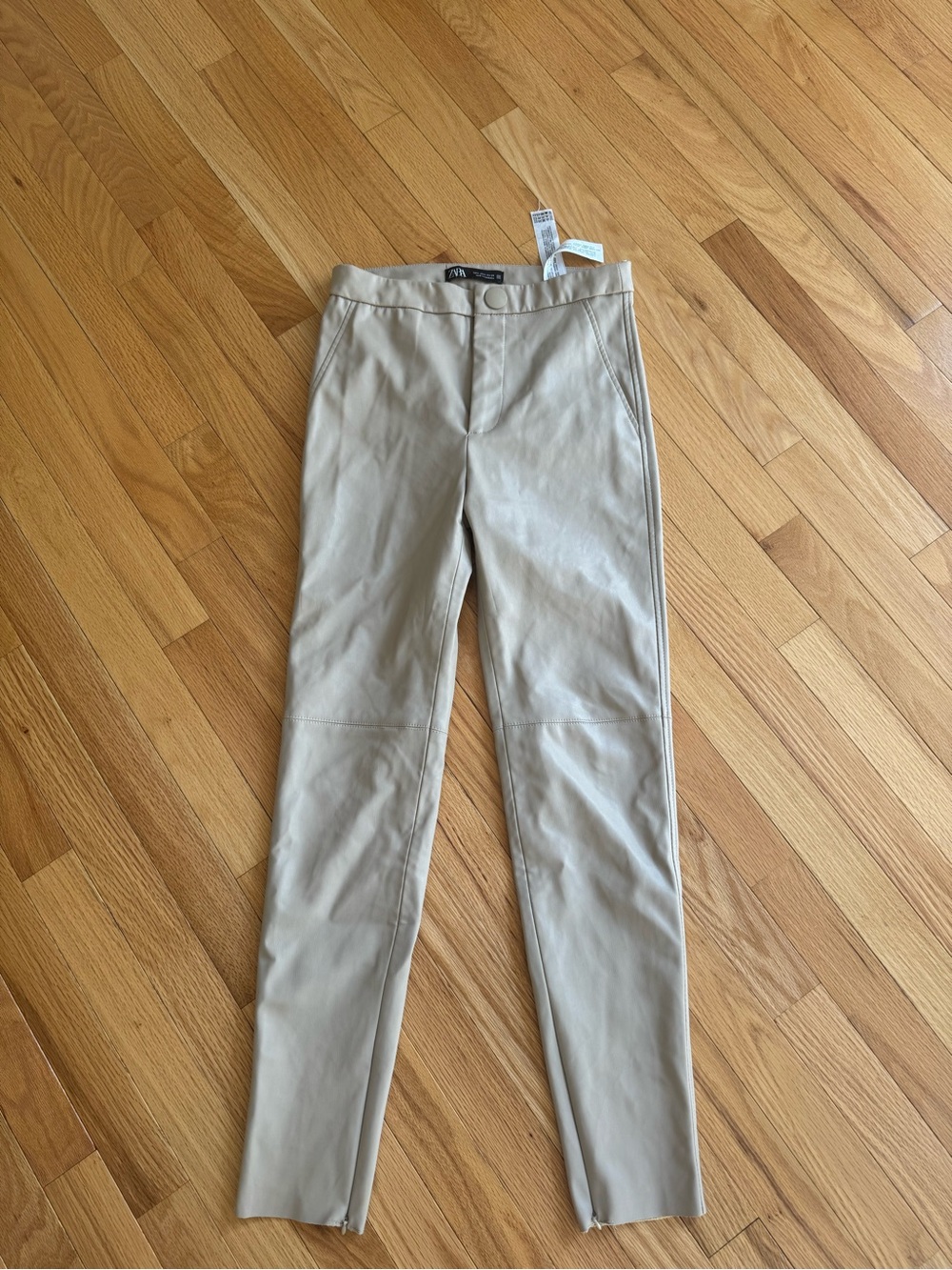 Zara Women's Faux Leather Leggings - Light Taupe